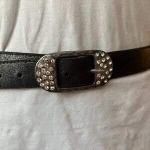 Vintage black leather embellished belt.